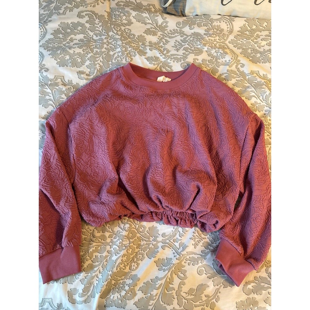 Mauve Pink Rose Anthropologie Daily Practice Cropped Crewneck